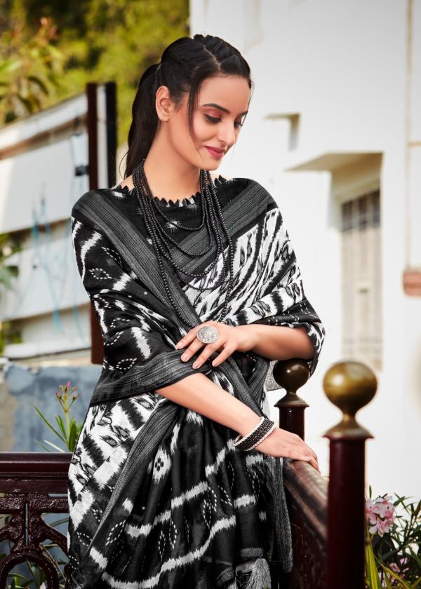 Shvetambar Black Patola Fancy Linen Silk Saree Collection